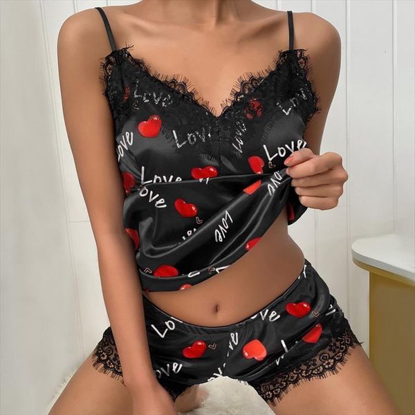 pajamas bow sleeveless strap womens sleepwears nightwear lace trim satin cami pajama set nightgowns nighty, Black;red
pajamas bow sleeveless strap womens sleepwears nightwear lace trim satin cami pajama set nightgowns nighty, Black;red