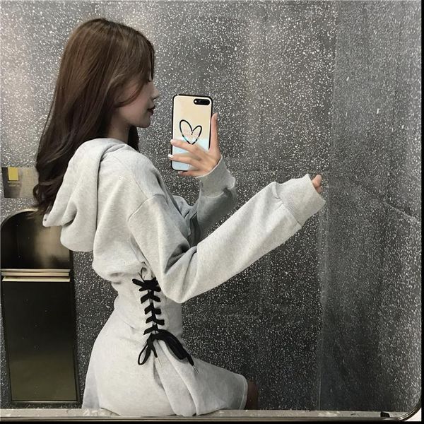 2021 new arrival spring autumn hooded dresses women sides lacing up retro dress black gray casual mini student short dress
2021 new arrival spring autumn hooded dresses women sides lacing up retro dress black gray casual mini student short dress