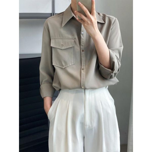 women's blouses & shirts yeeloca design metal button shirt autumn solid loose lapel casual blouser office lady long sleeve top, White
women's blouses & shirts yeeloca design metal button shirt autumn solid loose lapel casual blouser office lady long sleeve top, White