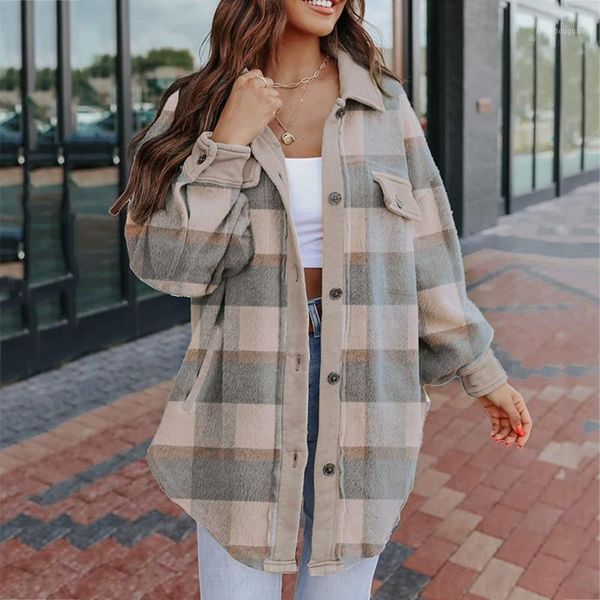women's jackets fashion women plaid print shirts single-breasted design pockets decor turn-down collar long sleeve autumn casual cardgi, Black;brown
women's jackets fashion women plaid print shirts single-breasted design pockets decor turn-down collar long sleeve autumn casual cardgi, Black;brown
