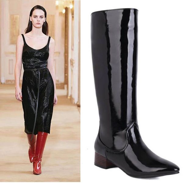 boots 2021 patent leather knee high knight autumn winter low-heel pointed toe women's shoes black green blue red yellow
boots 2021 patent leather knee high knight autumn winter low-heel pointed toe women's shoes black green blue red yellow