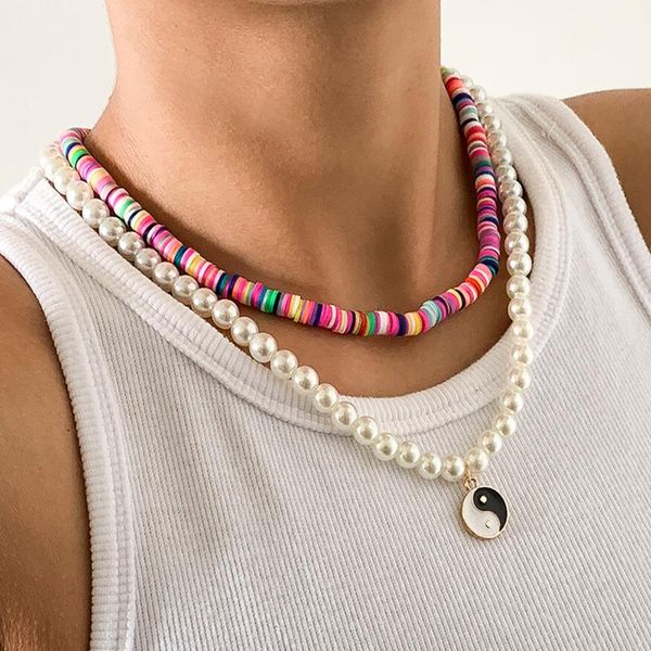 chokers handmade beaded necklace colorful clay ring stranded pearl yingyang pendant necklaces for women, Golden;silver
chokers handmade beaded necklace colorful clay ring stranded pearl yingyang pendant necklaces for women, Golden;silver