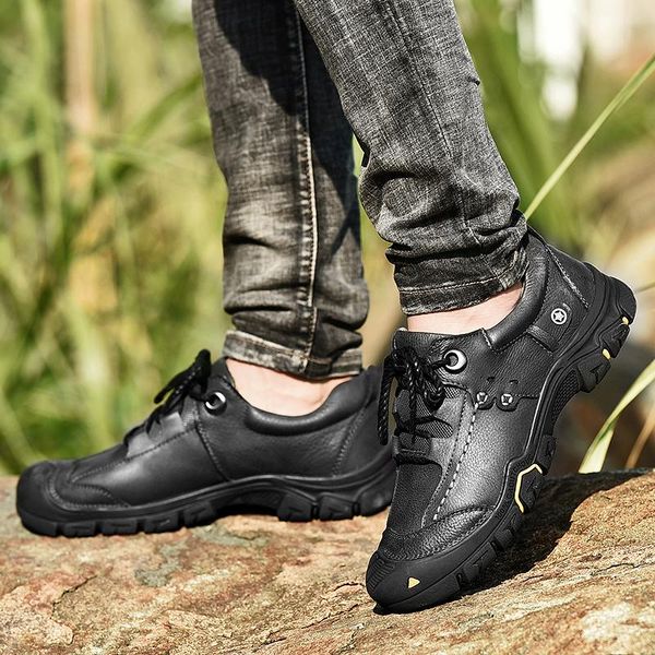 boots natural leather men waterproof outdoor anti-slip rubber ankle autumn retro style climbing shoes, Black
boots natural leather men waterproof outdoor anti-slip rubber ankle autumn retro style climbing shoes, Black