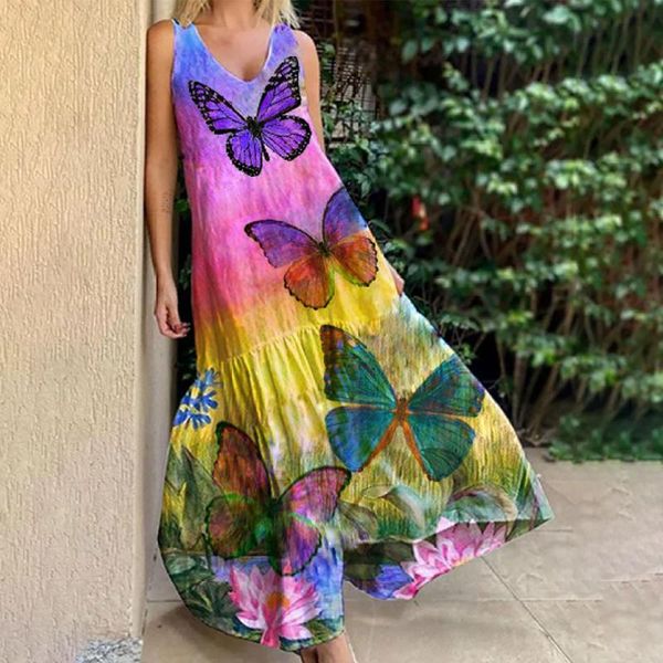 women's swimwear bohemian woemn casual print dresses for 2021 summer butterfly loose sleeveless maxi dress v-neck gradient beach, White;black
women's swimwear bohemian woemn casual print dresses for 2021 summer butterfly loose sleeveless maxi dress v-neck gradient beach, White;black