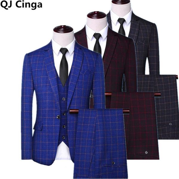 men's suits & blazers pants vest sets / 2021 spring autumn fashion casual business plaid 3 piece suit jacket coat trousers, White;black
men's suits & blazers pants vest sets / 2021 spring autumn fashion casual business plaid 3 piece suit jacket coat trousers, White;black