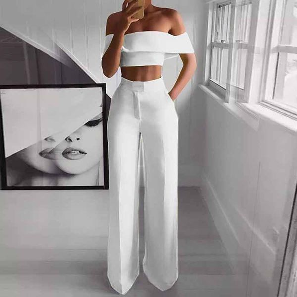 women's tracksuits office lady matching set crop 2 pcs ruffles off shoulder and pants fashion solid feminine summer women, Gray
women's tracksuits office lady matching set crop 2 pcs ruffles off shoulder and pants fashion solid feminine summer women, Gray
