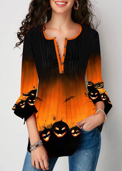 autumn and winter halloween new style three-quarter sleeves irregular printing button pleated trend, White
autumn and winter halloween new style three-quarter sleeves irregular printing button pleated trend, White