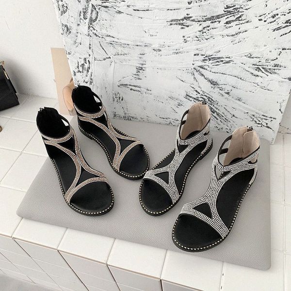 women's summer women's shoes rhinestone chain thong gladiat flat sandals z3yu#, Black
women's summer women's shoes rhinestone chain thong gladiat flat sandals z3yu#, Black