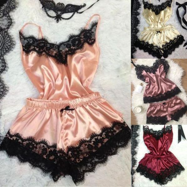 womens lingerie sleepwear satin silk pajama sets sleeveless v-neck tank shorts babydoll lace nightwear pajamas set, Black;red
womens lingerie sleepwear satin silk pajama sets sleeveless v-neck tank shorts babydoll lace nightwear pajamas set, Black;red