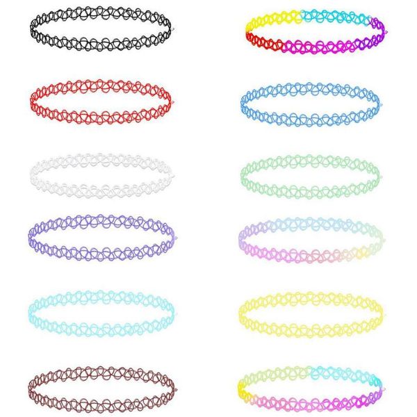 12pcs/pack mixed color tattoo rainbow chokers necklace vintage girls stretch gothic charm punk elastic collares women's jewelry, Silver
12pcs/pack mixed color tattoo rainbow chokers necklace vintage girls stretch gothic charm punk elastic collares women's jewelry, Silver