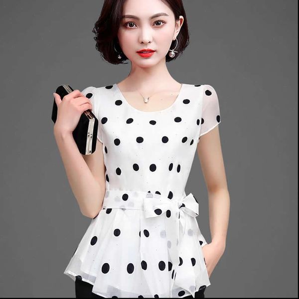 women casual summer style chiffon blouses shirts lady short sleeve o neck polka dot printed blusas df2824, White
women casual summer style chiffon blouses shirts lady short sleeve o neck polka dot printed blusas df2824, White
