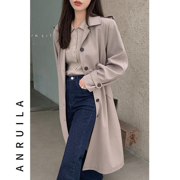 women's wool & blends hailing 2021 autumn coat korean version loose lace up waist long windbreaker 6507, Black
women's wool & blends hailing 2021 autumn coat korean version loose lace up waist long windbreaker 6507, Black