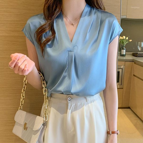 women's blouses & shirts blue shirt women 2021 summer fashion design korean v-neck professional chiffon womens, White
women's blouses & shirts blue shirt women 2021 summer fashion design korean v-neck professional chiffon womens, White