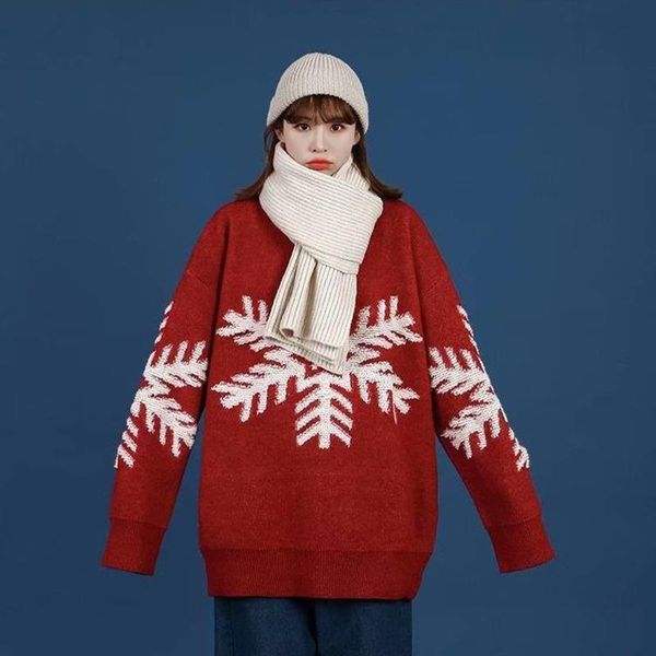 women's sweaters christmas knitted sweater women oversized mid-length lazy style loose pullover outer wear autumn winter, White;black
women's sweaters christmas knitted sweater women oversized mid-length lazy style loose pullover outer wear autumn winter, White;black