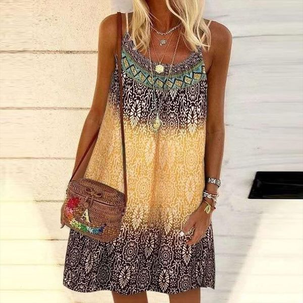 vintage printed summer women dresses round neck sleeveless bohemian loose knee length dress holiday style beach vestidos, Black;gray
vintage printed summer women dresses round neck sleeveless bohemian loose knee length dress holiday style beach vestidos, Black;gray