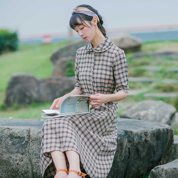 casual dresses summer short sleeve women literary mori girl frilly peter pan collar high waist a-line long midi es plaid mx89, Black;gray
casual dresses summer short sleeve women literary mori girl frilly peter pan collar high waist a-line long midi es plaid mx89, Black;gray