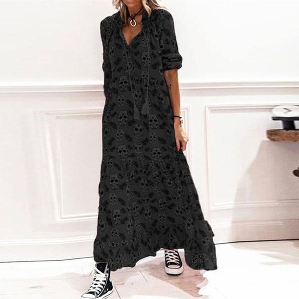 casual dresses 2021 autumn fashion skull printing women long dress pullover ol v-neck tie bag hip mid-sleeve skirt, Black;gray
casual dresses 2021 autumn fashion skull printing women long dress pullover ol v-neck tie bag hip mid-sleeve skirt, Black;gray