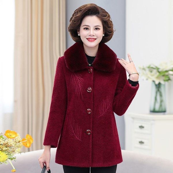women's fur & faux middle-aged women jacket winter imitation mink velvet overcoat female thicken grandma outfit warm casual loose outer, Black
women's fur & faux middle-aged women jacket winter imitation mink velvet overcoat female thicken grandma outfit warm casual loose outer, Black