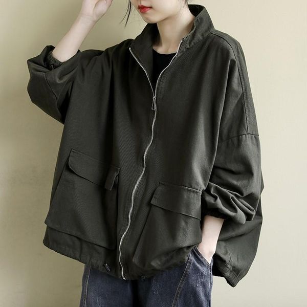 women's jackets large loose literary long sleeve short coat 2021 spring and autumn solid color splicing casual windbreaker, Black;brown
women's jackets large loose literary long sleeve short coat 2021 spring and autumn solid color splicing casual windbreaker, Black;brown