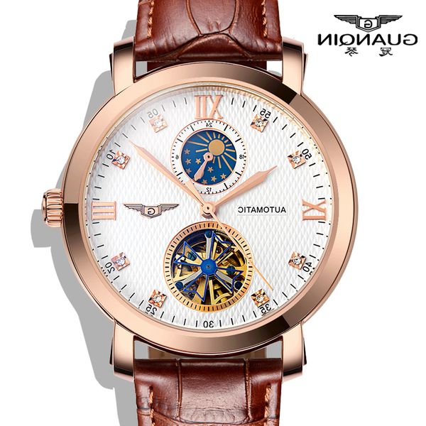 guanqin 2021 automatic watches mens luminous clock waterproof mechanical leather rose white skeleton business relogio masculino, Slivery;brown
guanqin 2021 automatic watches mens luminous clock waterproof mechanical leather rose white skeleton business relogio masculino, Slivery;brown