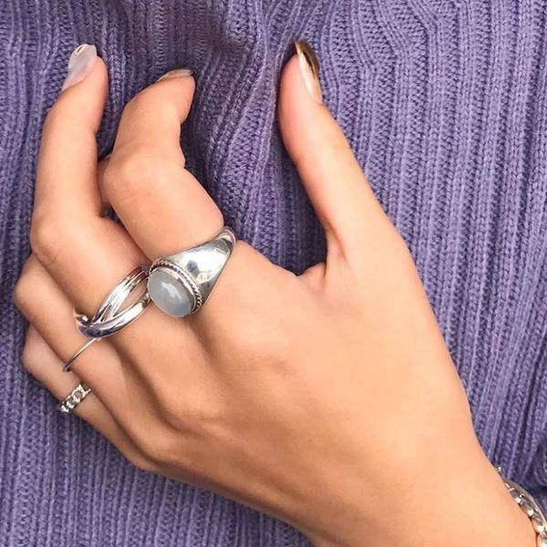 cluster rings bocai 100% real s925 sterling silver white agate ring for women fashion and personality simple women's, Golden;silver
cluster rings bocai 100% real s925 sterling silver white agate ring for women fashion and personality simple women's, Golden;silver