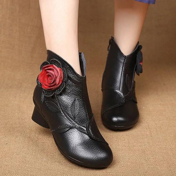boots ethnic style spring and autumn single leather mid-heel short women thick with handmade flowers retro, Black
boots ethnic style spring and autumn single leather mid-heel short women thick with handmade flowers retro, Black