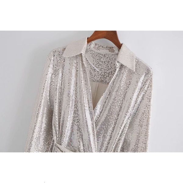 2021 new women sequin long sleeve shirt lace -up waist slim blouses turn down collar metalic color 3zn1, White
2021 new women sequin long sleeve shirt lace -up waist slim blouses turn down collar metalic color 3zn1, White