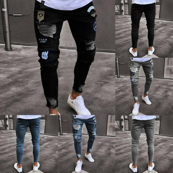 men's ripped jeans worn out cartoon pattern fashion personality wild casual party slim charm trousers cotton linen, Blue
men's ripped jeans worn out cartoon pattern fashion personality wild casual party slim charm trousers cotton linen, Blue