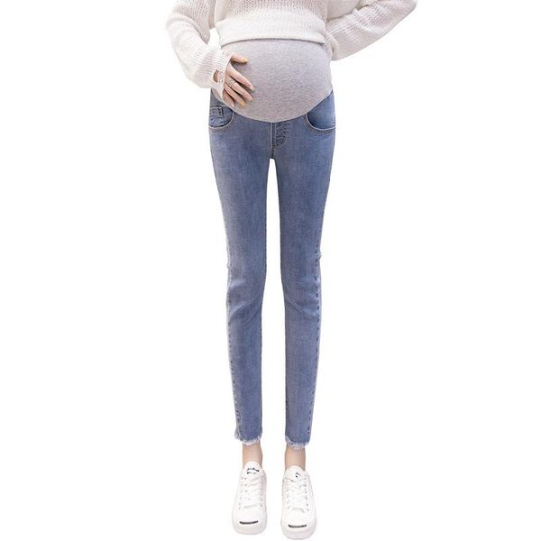 maternity bottoms 2021 cotton jeans fashion cropped trousers wear spring pregnancy pants p0214, White
maternity bottoms 2021 cotton jeans fashion cropped trousers wear spring pregnancy pants p0214, White