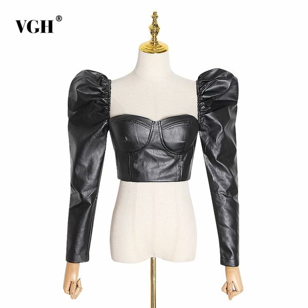 vgh vintage pu leather short backless women's blouse square collar puff long sleeve tunic shirts female fashion clothing 210315, White
vgh vintage pu leather short backless women's blouse square collar puff long sleeve tunic shirts female fashion clothing 210315, White