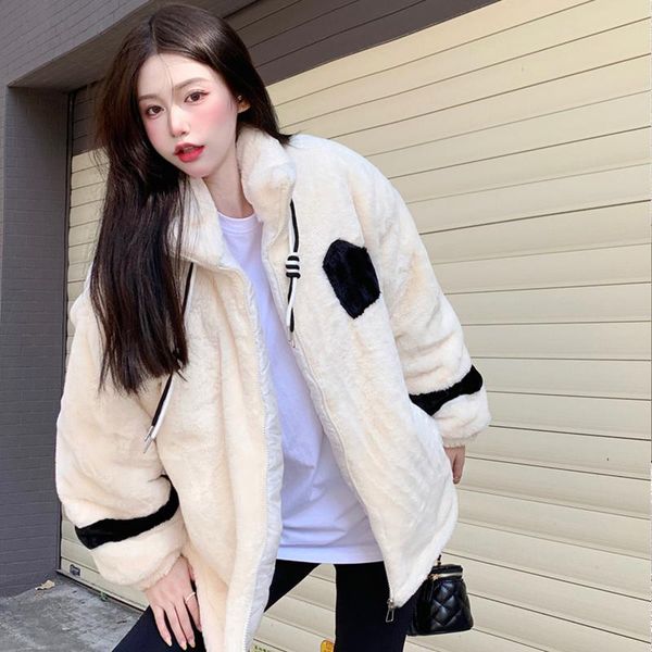 women's jackets 2021 korean winter lamb jacket coat women white loose velvet warm outwear fashion chic overcoat ladies clothes, Black;brown
women's jackets 2021 korean winter lamb jacket coat women white loose velvet warm outwear fashion chic overcoat ladies clothes, Black;brown