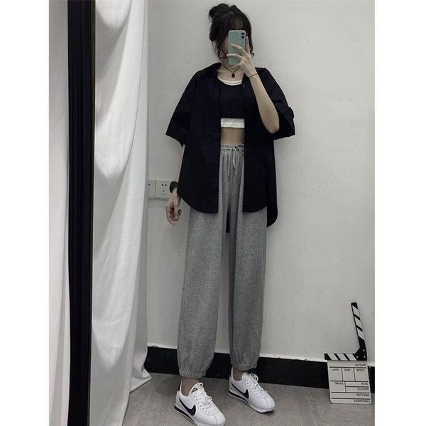 women's pants & capris houzhou korean fashion oversize gray joggers sweatpants women baggy harajuku autumn jogging sports black trouser, Black;white 
women's pants & capris houzhou korean fashion oversize gray joggers sweatpants women baggy harajuku autumn jogging sports black trouser, Black;white