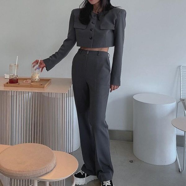 women's two piece pants office lady blazer suits vintage set women long sleeve short + high waist wide leg outfits, White
women's two piece pants office lady blazer suits vintage set women long sleeve short + high waist wide leg outfits, White