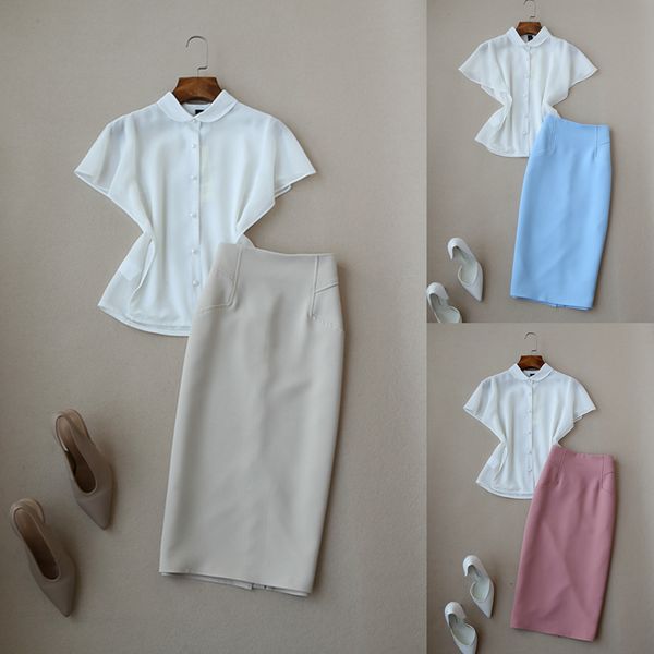 women's 2-piece summer bat manga chiffon shirt waist mid-length skirt professional fashion female n22v, White
women's 2-piece summer bat manga chiffon shirt waist mid-length skirt professional fashion female n22v, White