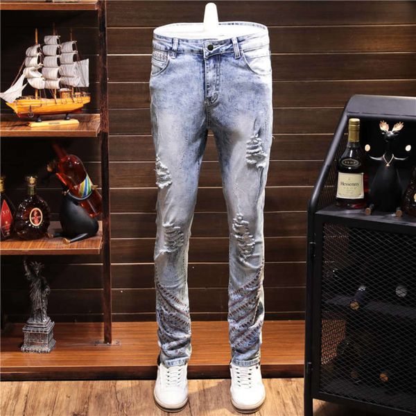 spring and autumn break snow light blue jeans men's stretch slim brand long pants straight tube fashionwinter
spring and autumn break snow light blue jeans men's stretch slim brand long pants straight tube fashionwinter