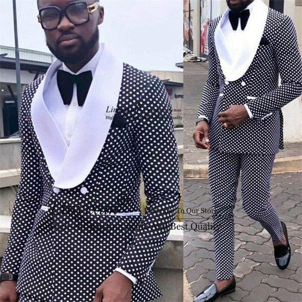 men's suits & blazers formal shawl lapel polka dots 2 pieces jacket pants groom wedding tuxedos slim fit male business work wear blazer, White;black
men's suits & blazers formal shawl lapel polka dots 2 pieces jacket pants groom wedding tuxedos slim fit male business work wear blazer, White;black