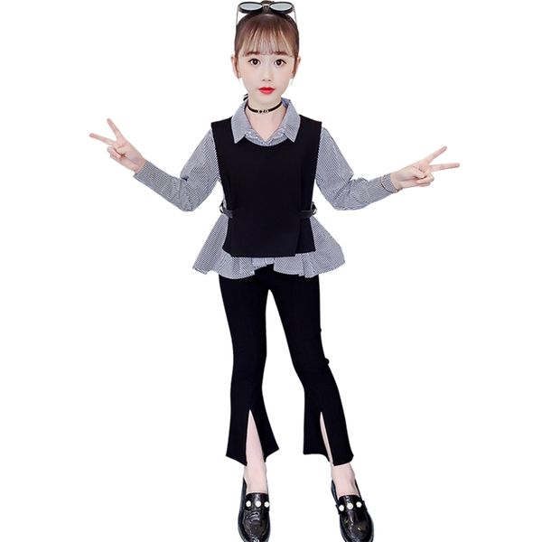 children clothes striped dress + vest pants girls clothing spring autumn outfit for casual style tracksuits 210527, White 
children clothes striped dress + vest pants girls clothing spring autumn outfit for casual style tracksuits 210527, White