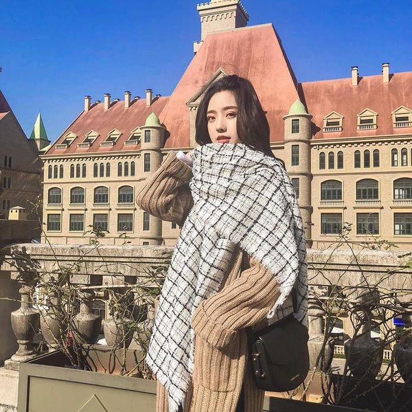 scarves all-match black and white plaid wool scarf sunscreen spring autumn air conditioning shawl ladies korean tassel, Blue;gray
scarves all-match black and white plaid wool scarf sunscreen spring autumn air conditioning shawl ladies korean tassel, Blue;gray