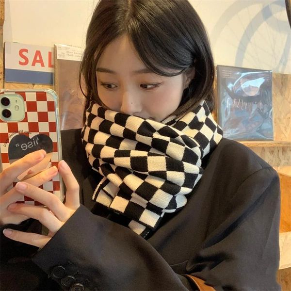 scarves scarf female 2021 autumn and winter black white plaid korean retro imitation cashmere double-sided student dual-use bib, Blue;gray
scarves scarf female 2021 autumn and winter black white plaid korean retro imitation cashmere double-sided student dual-use bib, Blue;gray