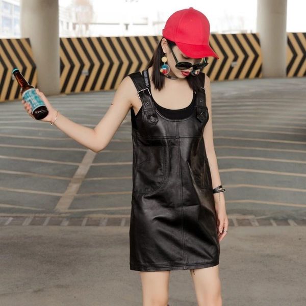 casual dresses solid fashion strap a-line genuine leather dress black red o-neck real sheepskin long female clothes, Black;gray
casual dresses solid fashion strap a-line genuine leather dress black red o-neck real sheepskin long female clothes, Black;gray