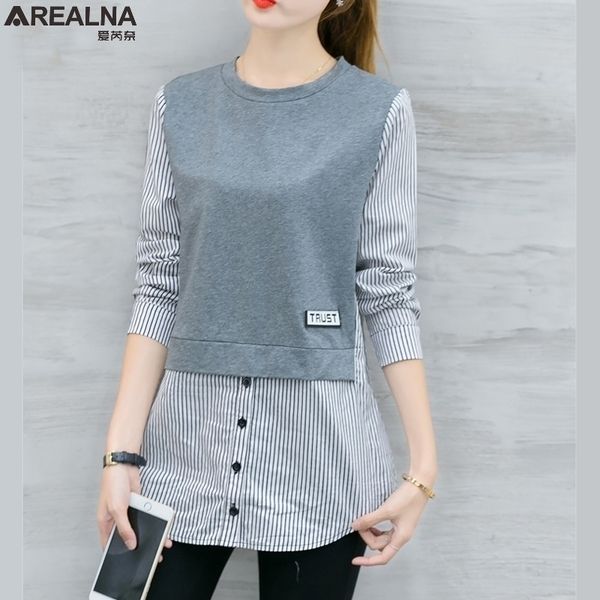 new autumn long sleeve blouse women shirts korean style striped patchwork shirt casual woman blouses loose plus size blusas 210315, White
new autumn long sleeve blouse women shirts korean style striped patchwork shirt casual woman blouses loose plus size blusas 210315, White