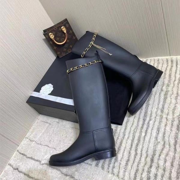 boots black high women vintage style knee chain decor shoes rubber boot fashion designer shoe chic
boots black high women vintage style knee chain decor shoes rubber boot fashion designer shoe chic