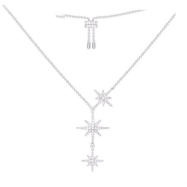 chains 51-80cm high-quality female fashion personality hexagram three meteors necklace sweater chain for holiday and birthday, Silver 
chains 51-80cm high-quality female fashion personality hexagram three meteors necklace sweater chain for holiday and birthday, Silver