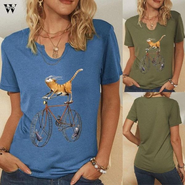women's t-shirt women casual printing t-shirts funny cat riding a bike printed streetwear 2021 summer clothes short sleeve u neck pull, White
women's t-shirt women casual printing t-shirts funny cat riding a bike printed streetwear 2021 summer clothes short sleeve u neck pull, White