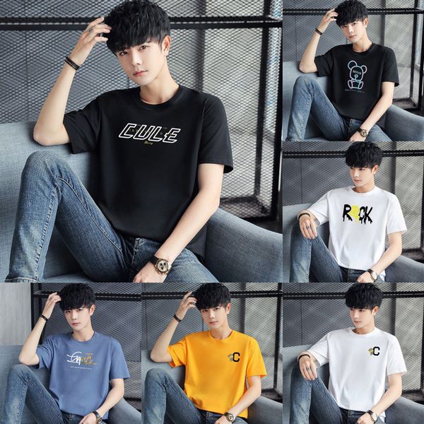 men's t shirts short 2021 cotton t-shirt trend 's half sleeve cloth summer loose men, White;black
men's t shirts short 2021 cotton t-shirt trend 's half sleeve cloth summer loose men, White;black