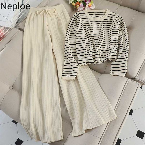neploe two piece outfits for women striped long sleeve tshirt+high waist wide leg pants korean fall clothes suit 2 piece set 211007, White
neploe two piece outfits for women striped long sleeve tshirt+high waist wide leg pants korean fall clothes suit 2 piece set 211007, White