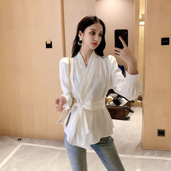 women's blouses & shirts 2021 autumn fall solid color straps waist french shirt loose fashion commuter blouse, White
women's blouses & shirts 2021 autumn fall solid color straps waist french shirt loose fashion commuter blouse, White