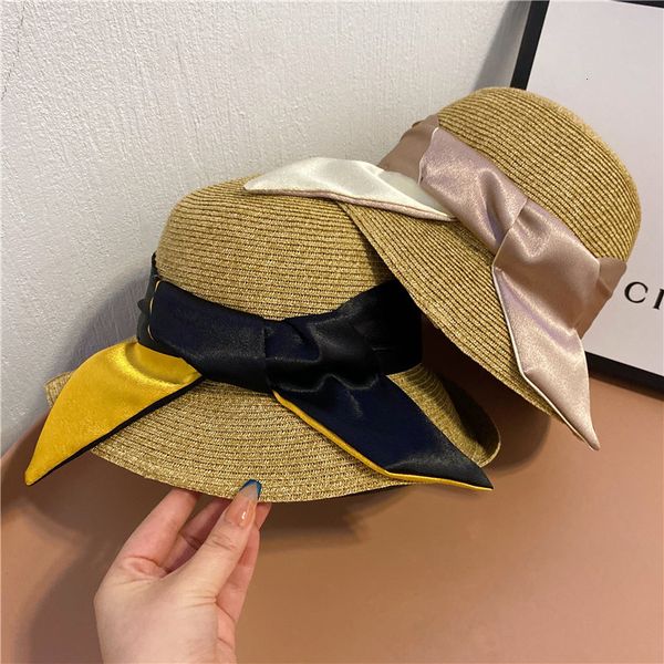uv sunscreen densified sunshade contrast fine grass straw temperament foldable satin fisherman's hat, Yellow
uv sunscreen densified sunshade contrast fine grass straw temperament foldable satin fisherman's hat, Yellow