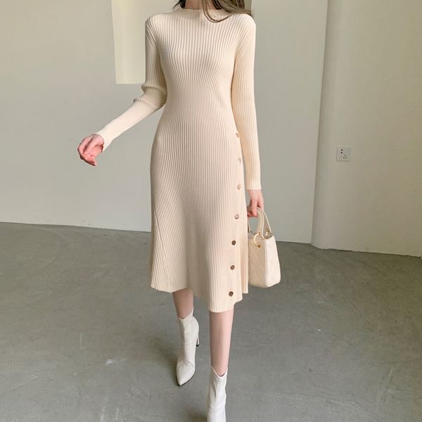 2021 new women o-neck buttons sweater long sleeve slim waist female knitted mid-length autumn winter ltw7, Black;gray
2021 new women o-neck buttons sweater long sleeve slim waist female knitted mid-length autumn winter ltw7, Black;gray