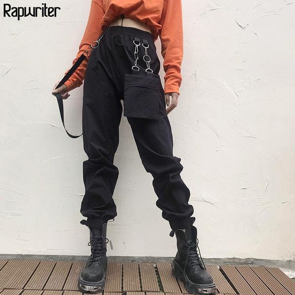 women's pants & capris rapwriter casual elastic high waist black cargo women 2021 punk style trousers with pocket joggers girl autumn s, Black;white
women's pants & capris rapwriter casual elastic high waist black cargo women 2021 punk style trousers with pocket joggers girl autumn s, Black;white